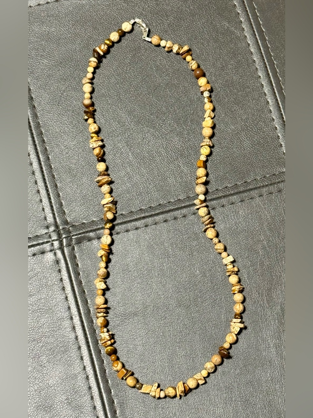 Handmade Natural Picture Jasper and Tiger's Eye Necklace ~22 inches